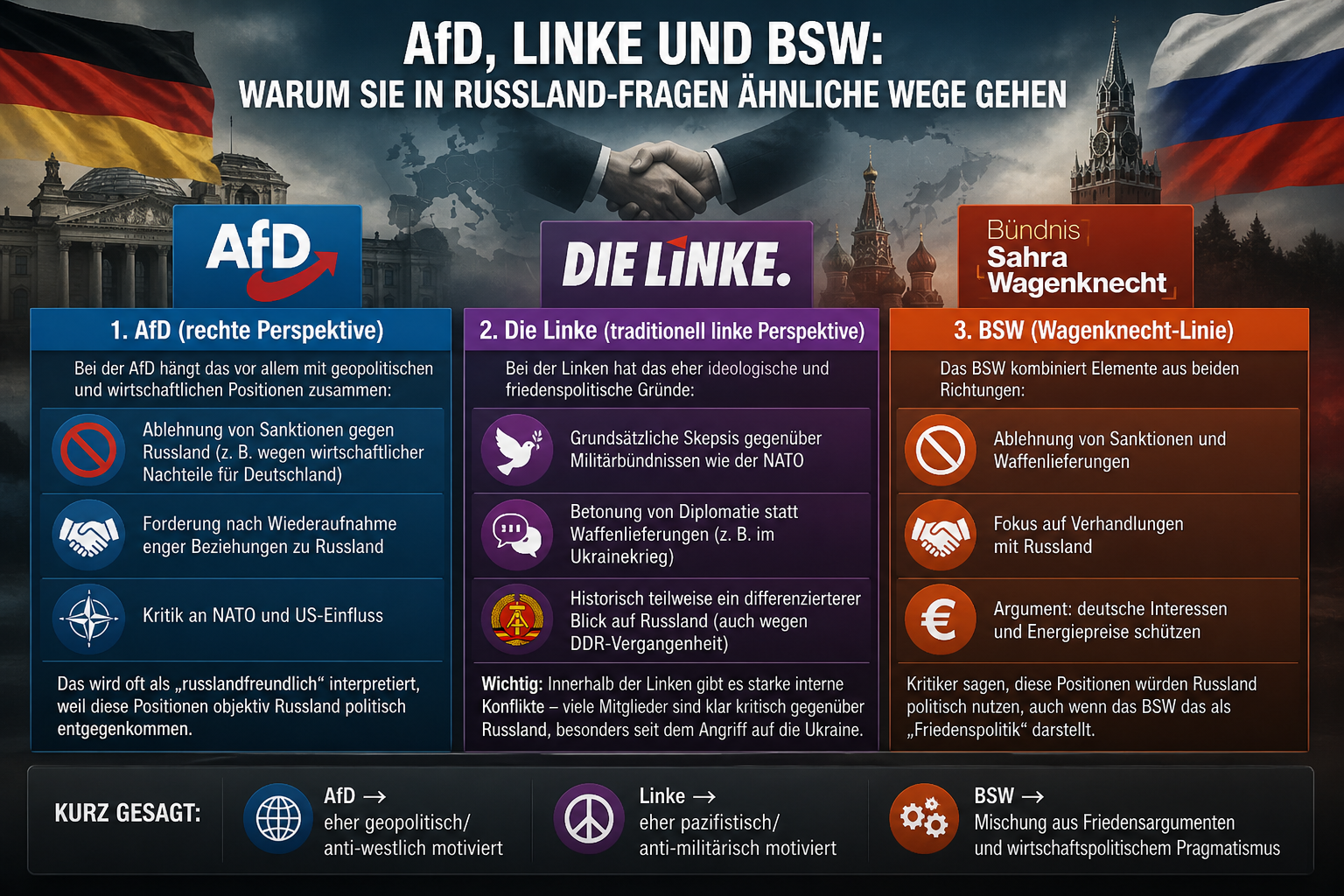 AfD, Linke, BSW Russland Politik Analyse