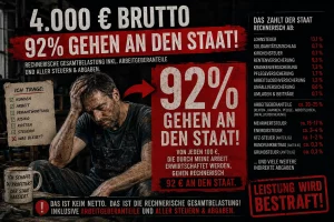 Single Handwerker 4.000 € Brutto – 3.672 € Steuern und Abgaben